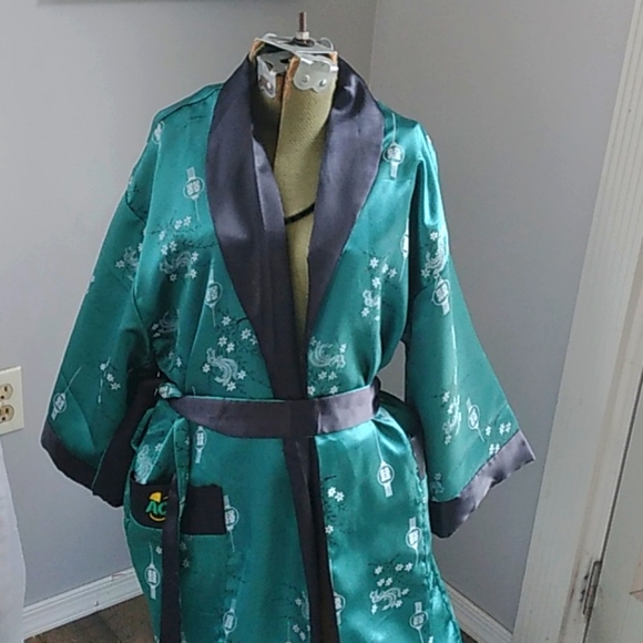 VTG EMBROIDERED DRAGON REVERSIBLE KIMONO ROBE XL - Picture 7 of 10
